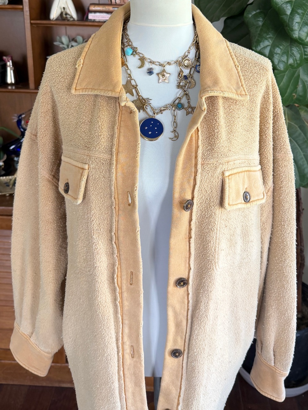 Free People Camel Tan Ruby Shacket Shirt Jacket S - Picture 3 of 16